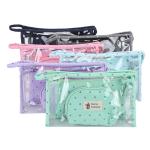 9.6''X3''X5.9'' 3 Piece Clear PVC Toiletry Bag Waterproof Cosmetic Bag