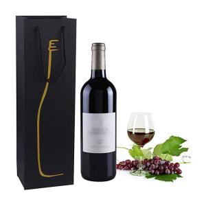 Quality 200gsm 350gsm Single Wine Paper Bags Black Paper Bottle Bags Hot Foil Stamping Logo wholesale