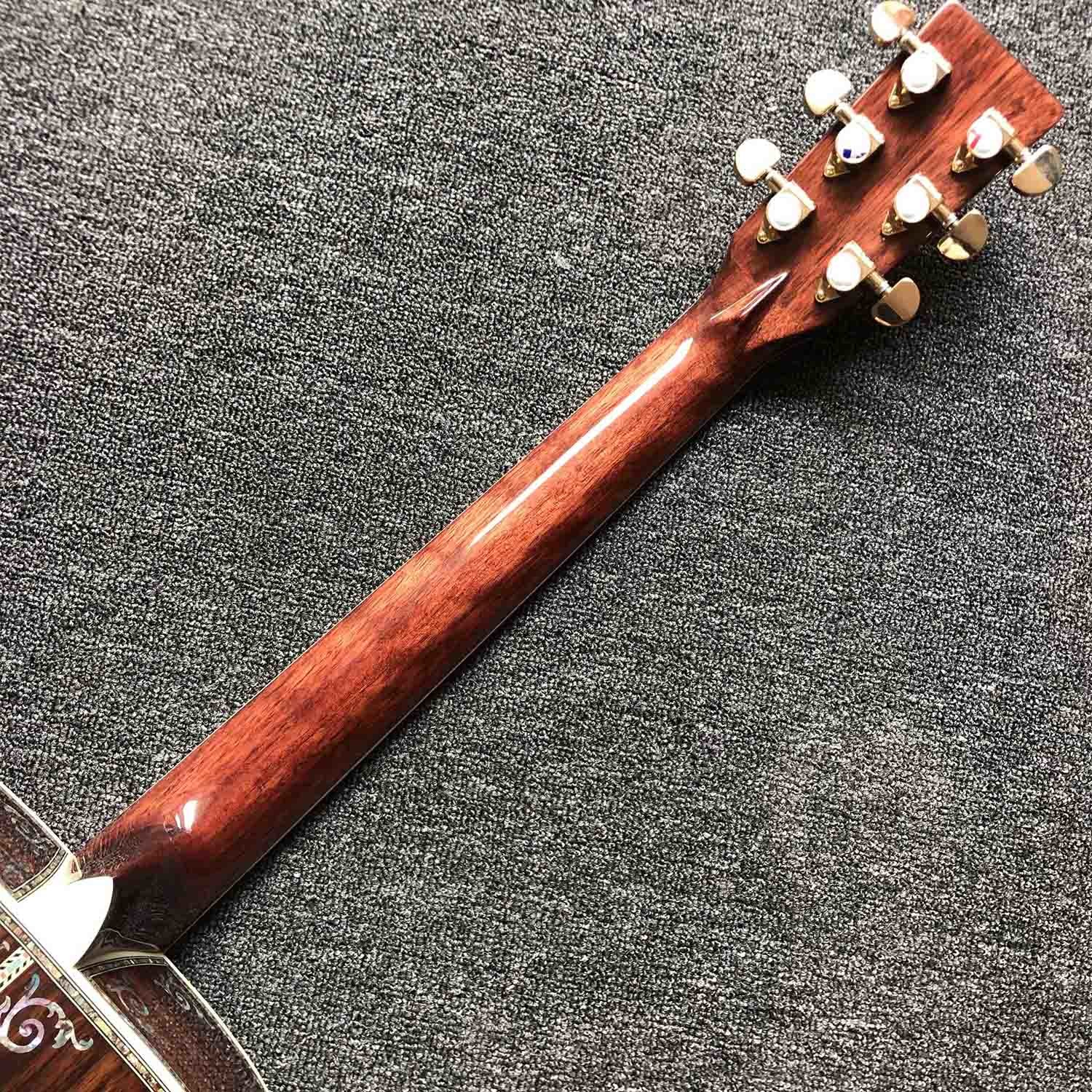 Custom Deluxe Real Abalone Binding Ebony Fingerboard Rosewood Back Side Solid Spruce Wood Acoustic Guitar