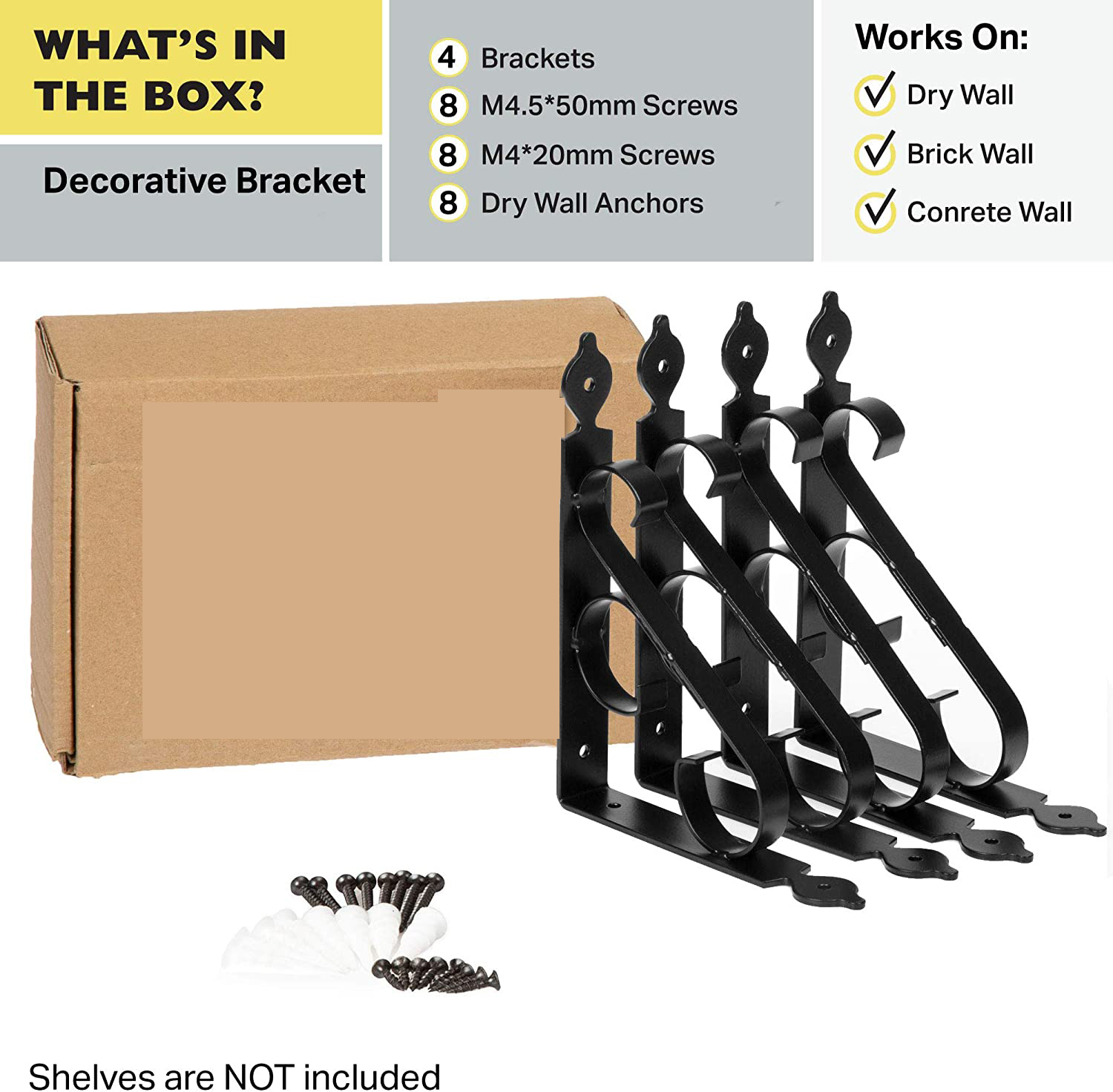 Outdoor and Indoor Metal Wall Mount Hanging Plant Bracket for Decorative Arrangements