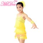 Biketard Confetti Sequin Fringe Dress Kids Purple Latin Dance Costumes