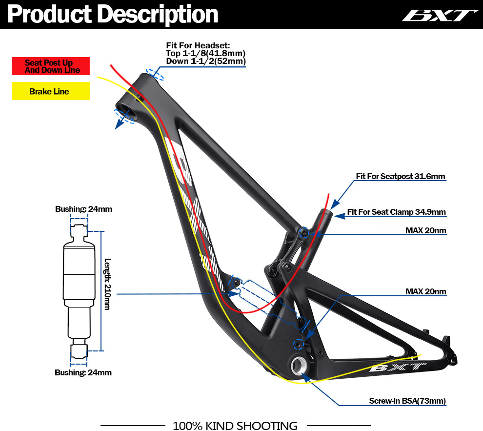 Full Suspension Hardtail Mountain Bike Carbon Frame MTB Frame 29 Boost