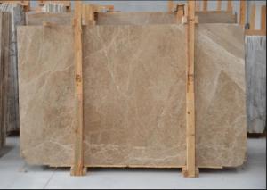 Quality Light Cream Engineered Stone Countertop , Polished Marble Tile Kitchen Countertops wholesale