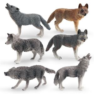 Quality Wildlife Animal Model Toys 6 PCS Wolf Figurine Family Party Favors wholesale