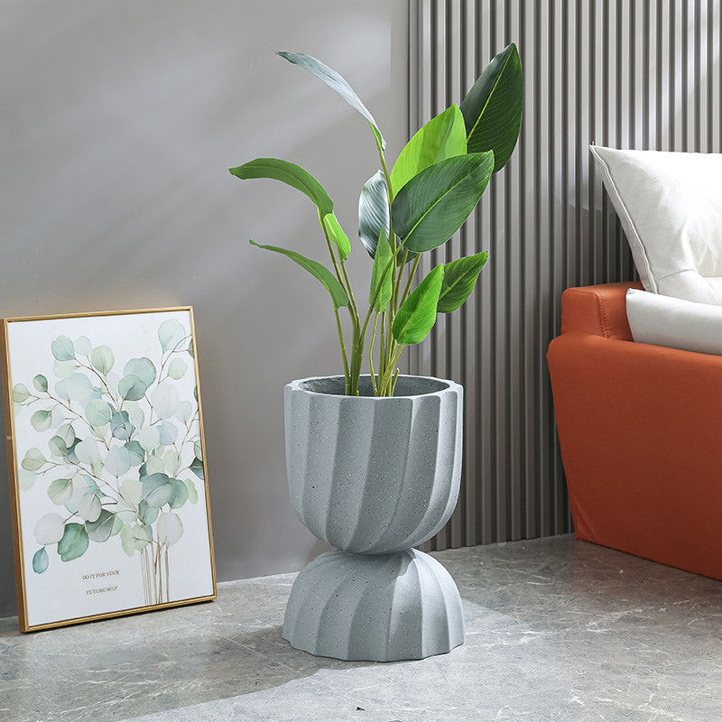Frost Resistant Patio Fiber Clay Planters Round Shape