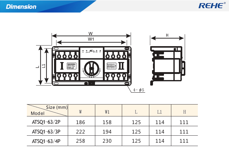 Long using life High Quality Automatic Dual Power Transfer Power Switch with 63A