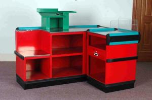 Quality Steel Plastic Material Supermarket Cashier Counter , Retail Check Out Counters wholesale