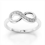White CZ Stone Love Infinity Rings in 925 Sterling Silver for Everlasting