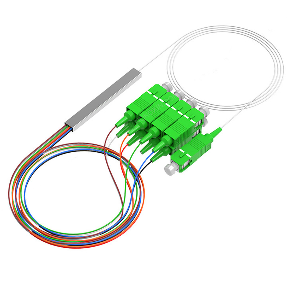 4 Way Fiber Optic Splitter 1*4 Sc Apc Plc Splitter G657A1 0.9mm Calbe For FTTH Terminal Box