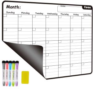 Quality Magnetic Dry Erase Monthly Fridge Calendar White Black For Refrigerator wholesale