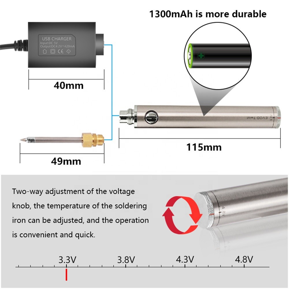 D03S 5V 8W USB Wireless Soldering Iron 16600 1300mAh Battery