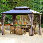 Hardtop Gazebo Outdoor Aluminum Gazebo Pergola for Patio Yard Gray