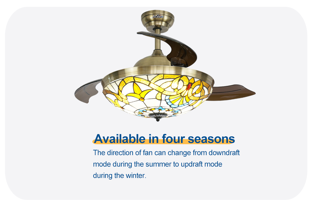 Vietnam Ceiling Fans with Lights and Hidden Blades 42 Inch 106cm Crystal Decorative Design