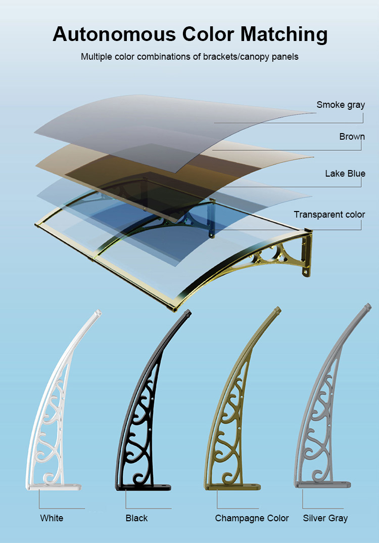 Anti UV Polycarbonate Outdoor Awning Canopy Lightweight Poly Carbonate Awning