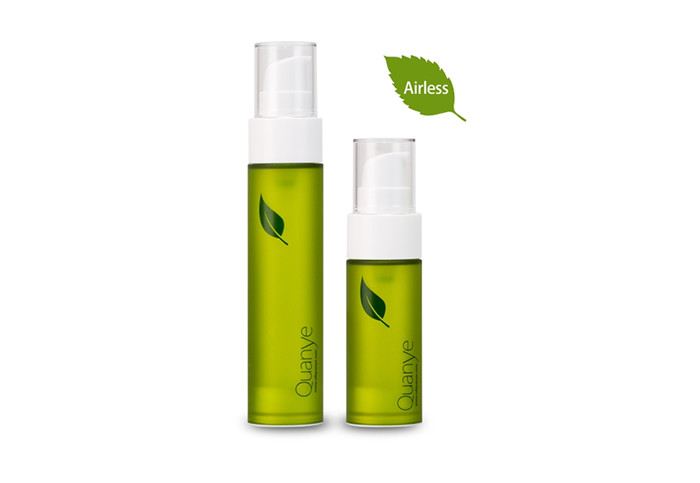 Green 30ml 50ml 60ml Airless Bottles Round For Skin Care Pump Dispenser Bottle