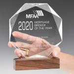 Wooden Base Custom Resin Trophies Personalized Crystal Trophy