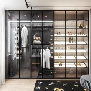 Quality Wardrobe Bedroom Closet Set Tempered Glass Sliding Doors Customized wholesale
