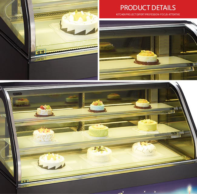 Transparent Glass 1220mm 670W Cake Display Fridge