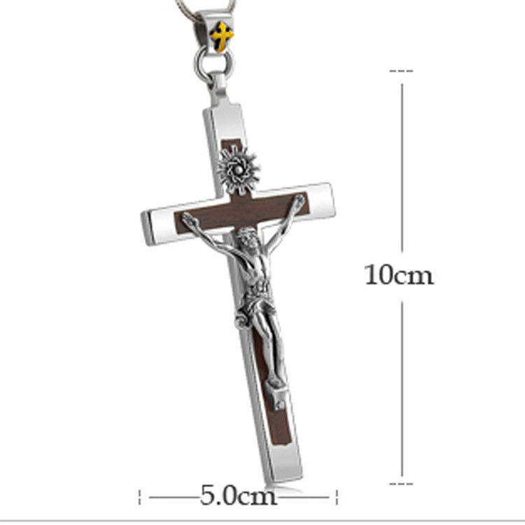 Women's and Men's Gothic Style Sterling Silver Cross Pendant Necklace with Sandalwood(XH038761W-L)