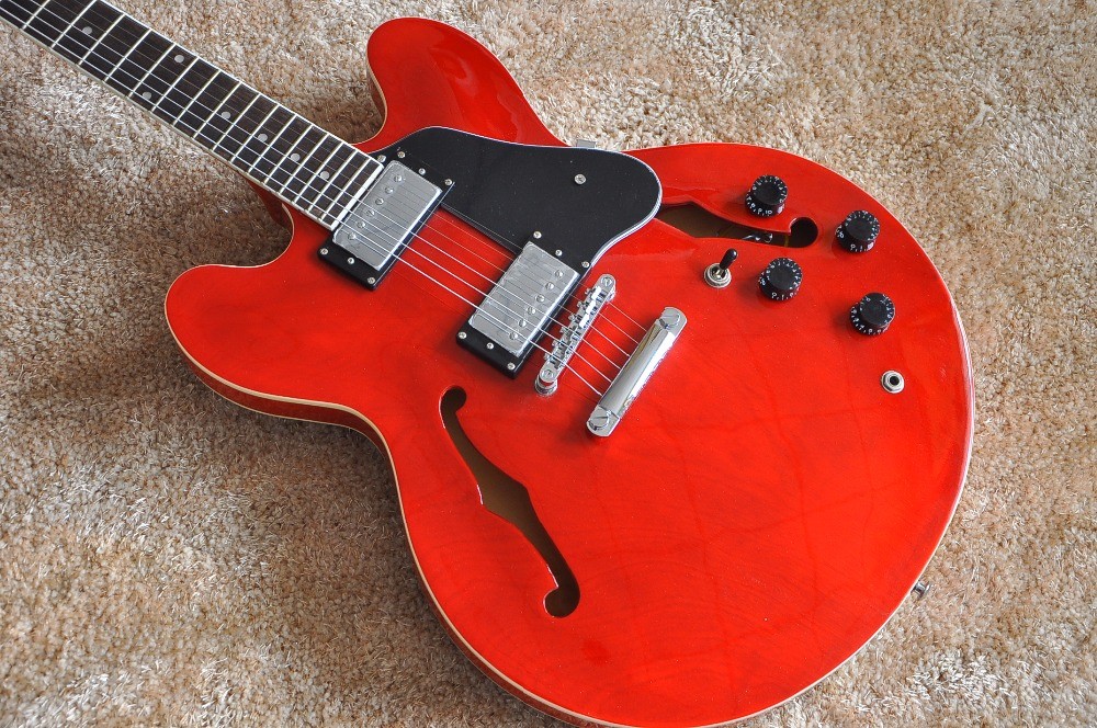 Factory supply Red G es335 electric jazz guitar semi-hollow arched top ES 335 jazz guitar