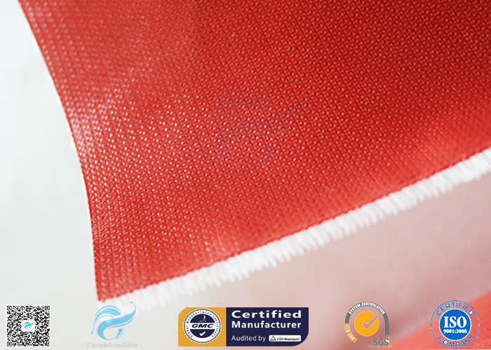 510G Red Color Satin Weave Silicone Coated Fiberglass Fabric 260℃ 0.45mm