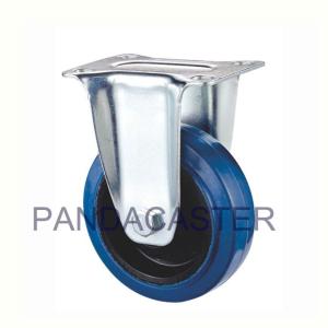 Quality Top Plate Blue Caster Wheels 4 Inch Elastic Rubber Tread Wheels wholesale