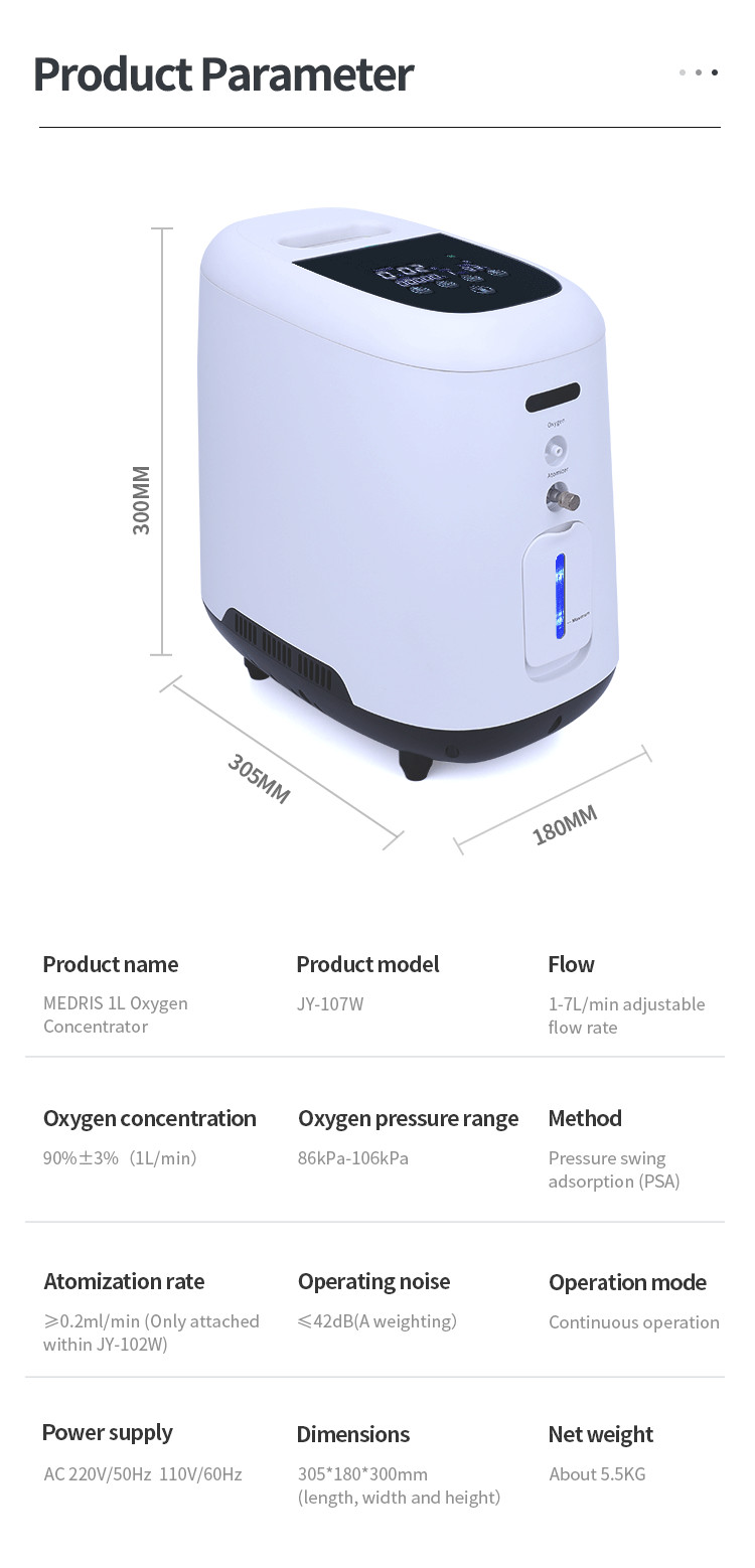 7L Portable Hospital Grade Home Oxygen Concentrator With Large Screen Display And Wireless Remote Control
