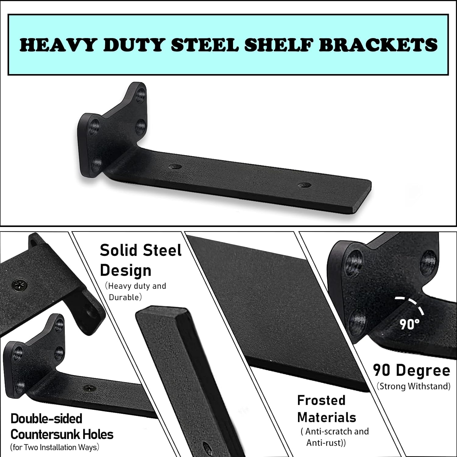 6 inch Heavy Duty Steel Shelf Brackets L-Shaped Wall Shelf Brackets Thickness 0.1-5mm
