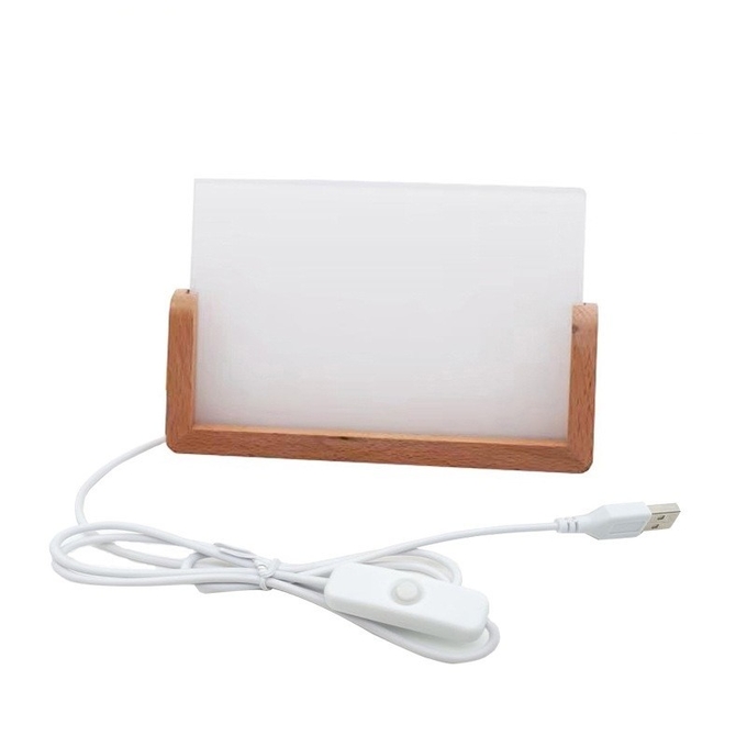U Shaped Wooden Base Sublimation Acrylic Photo Frame LED For Sublimation Coating