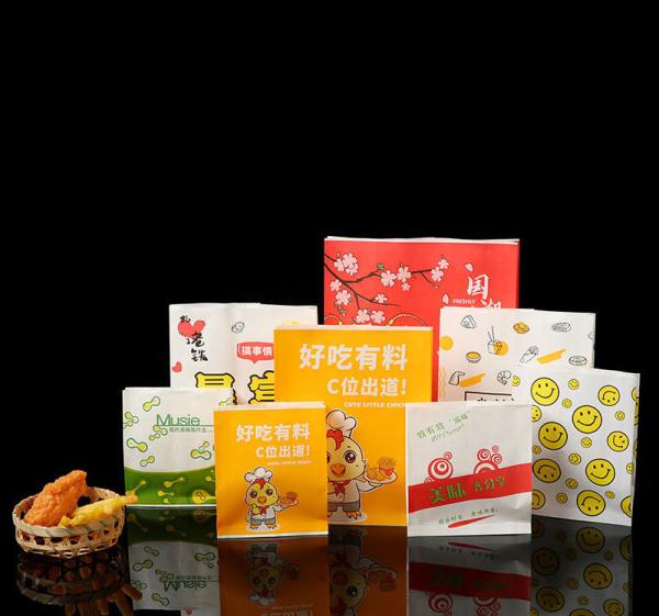 Oil Proof Food Grade Bbq Kraft Paper Bag With Your Own Logo Print For OLIVE OIL