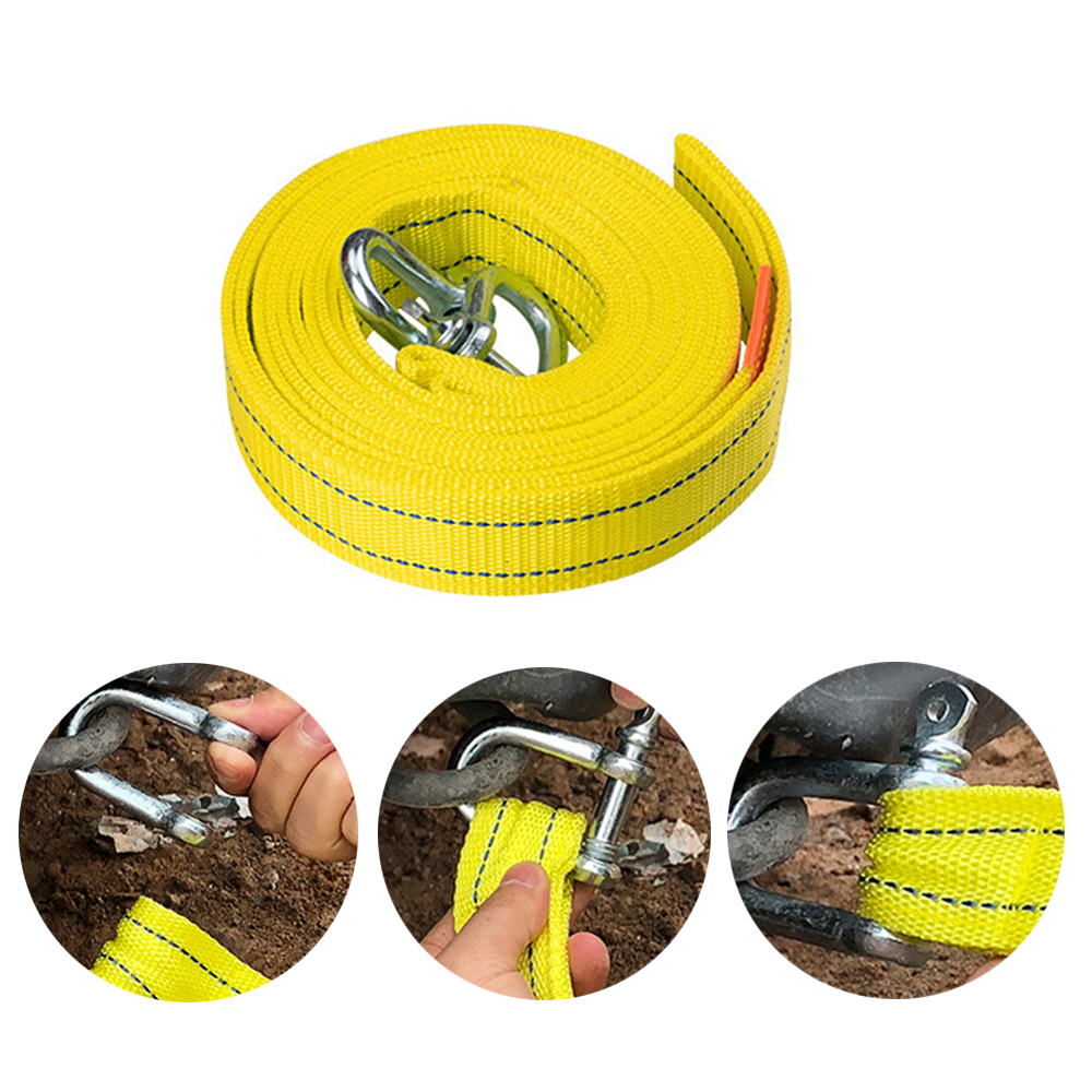 Metal Safety Hooks Heavy Duty Towing Straps for Car Accessories in Yellow