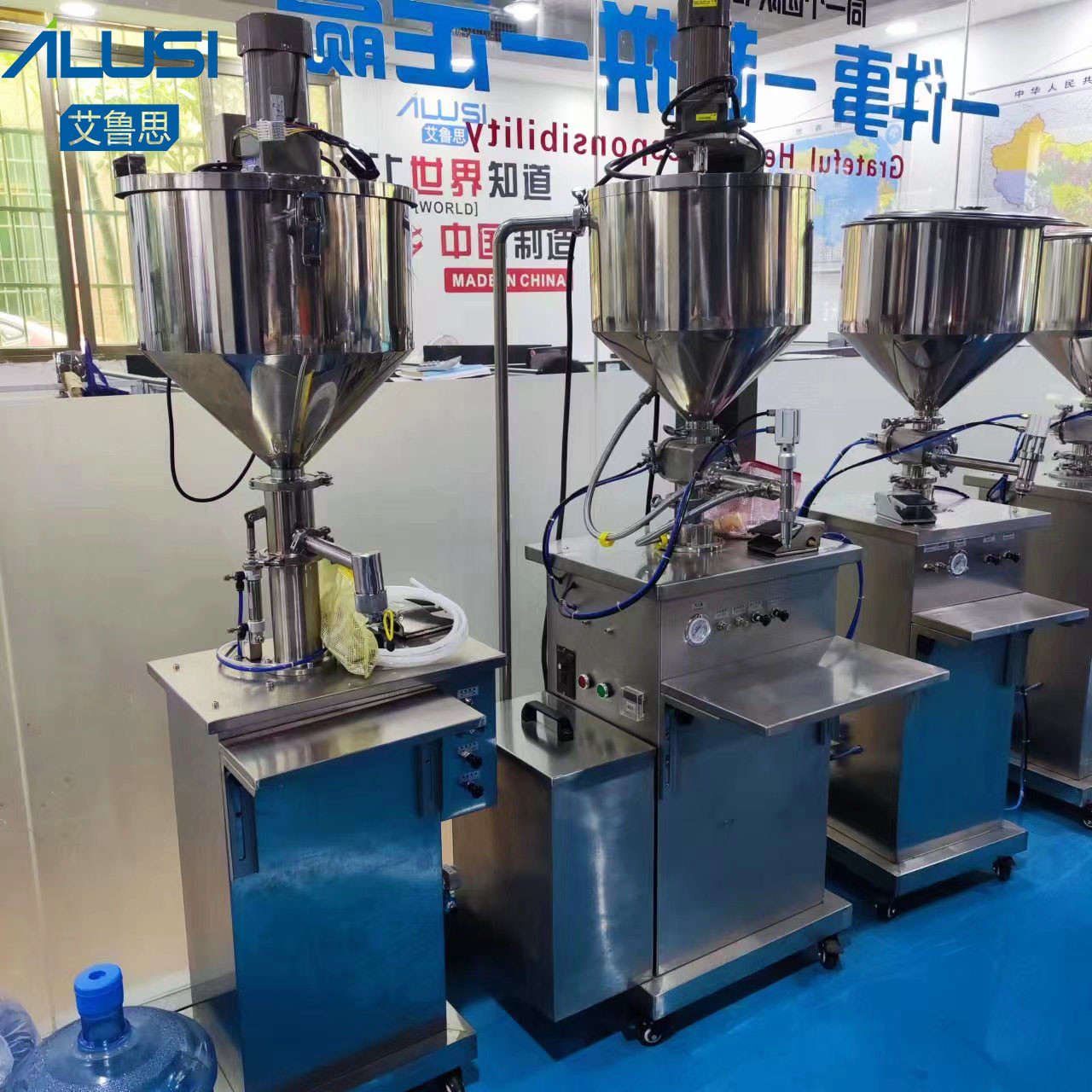 Stainless Steel Semi Automatic Piston Filling Machine 35L Mixer Hopper For Shampoo