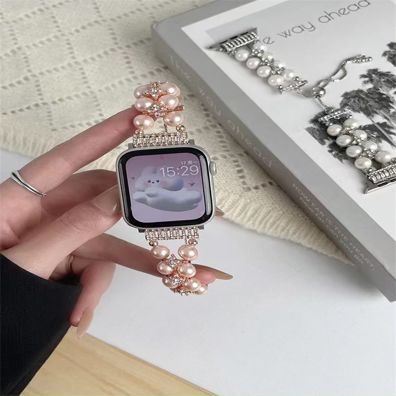OEM ODM Women Metal Diamonds Jewelry Bracelet Wrist Band Fashion Handmade Watch Straps For iWatch Series 8 7 6 5 4 3 2 1