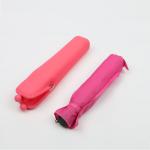 Pink Compact Three Fold Umbrella 19 Inch Portable Small Folding Umbrella