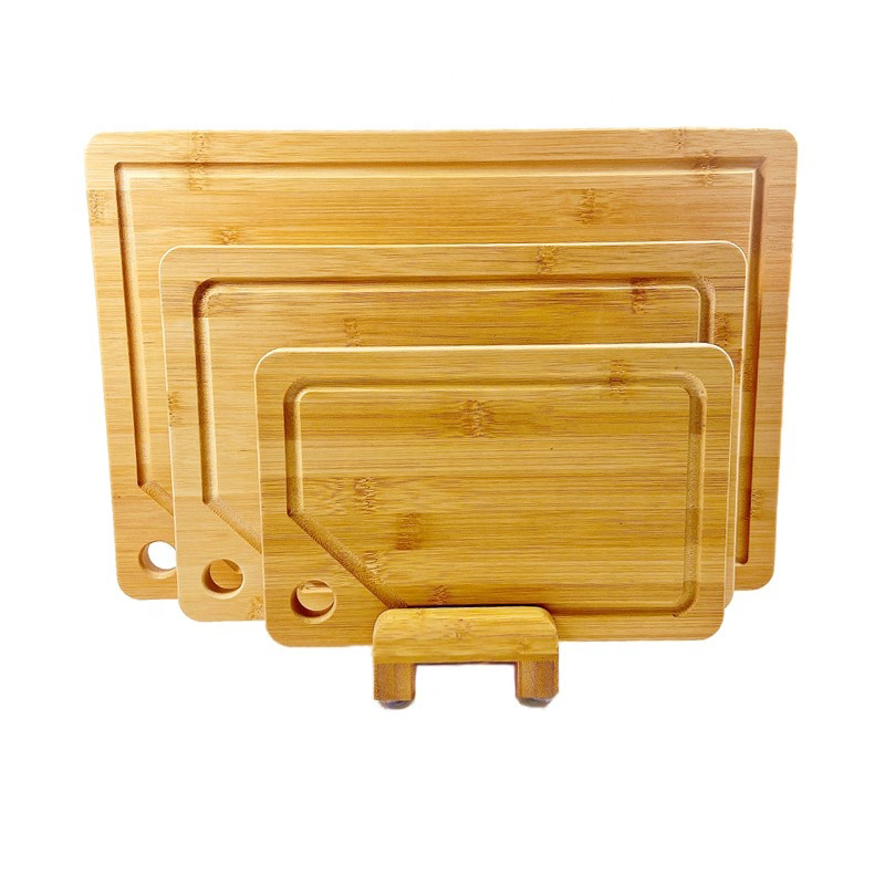 OEM/ODM Accepted Rectangle Bamboo Three-Piece Cutting Board Set with Hanging Holes