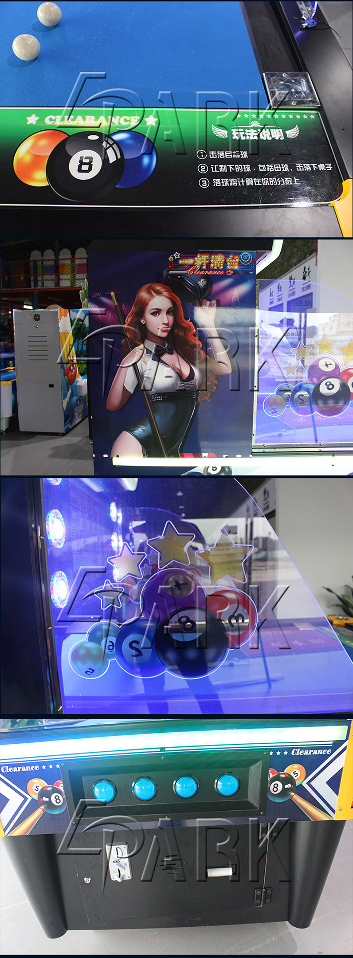 Teenager Pool Table Hitting Ball Arcade Game Machine Coin Operated Billiards