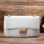 Luxury Genuine Crocodile Belly Skin Gold Hardware Lady Evening Flap Purse