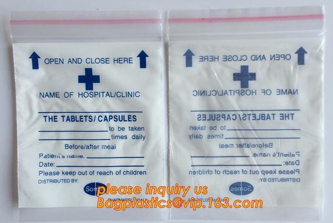 tablets pills packaging bag, poly medical dispenser Zip lockk bag drug zipper bags reclosable bags, zipper bag medical min