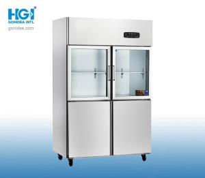 Quality Stainless Steel Refrigerant R600A Commercial Refrigerator With 2 Glass Door wholesale