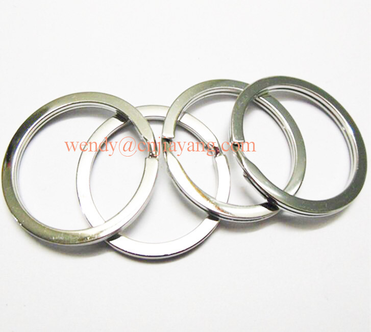 jiayang high quality polished shiny silver laser cut logo flat split key ring with engraved logo