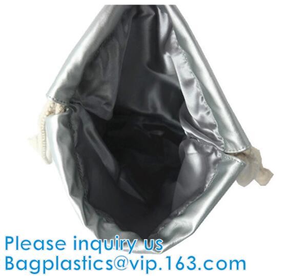 Custom Name Stamping PU Leather Drawstring Bag With Handle Waterproof Promotional Black Drawstring Bag Promotional Detai