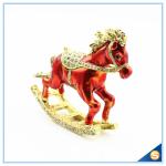 Enamel Metal Trojan Shape Trinket Box Animal Series Rhinestone Jewelry Box