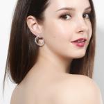 Full Rhinestone Earring Wheat Ear Hoop Earrings Female High-end Light Luxury