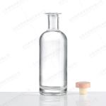 Rubber Stopper Sealing Type Custom Logo Clear Glass Bottle for Whiskey Vodka Rum