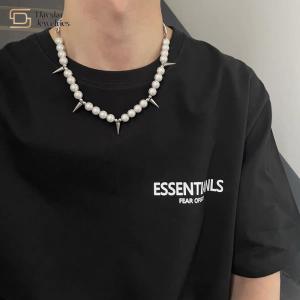 Quality Pearl Cone Pendant Hip Hop Titanium Steel Necklace Clavicle Women Men wholesale