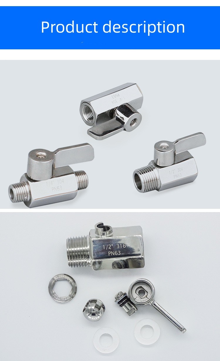 Factory Manual 304 All Steel Female and Male Thread Connected with The Miniature Mini Ball Valve