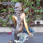 Customized Garden Decoration Life Size Bronze Statue Of A Girl Sitting On Waves