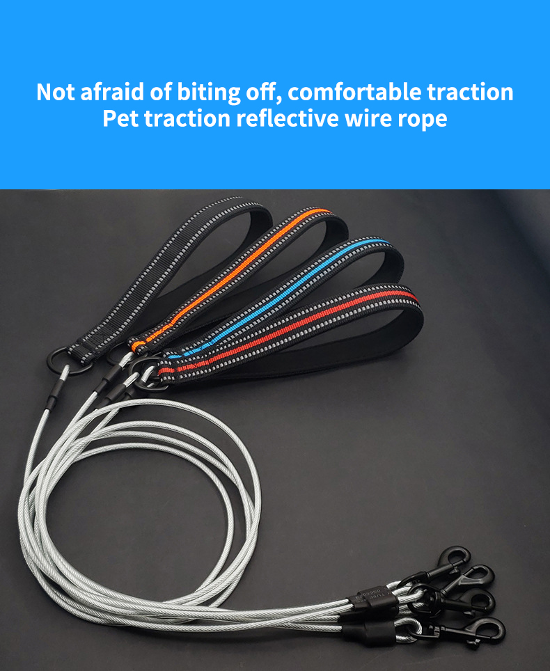 Comfortable Soft Padded 4FT Pet Leash Metal Anti Chew Leash Strong Anti Bite