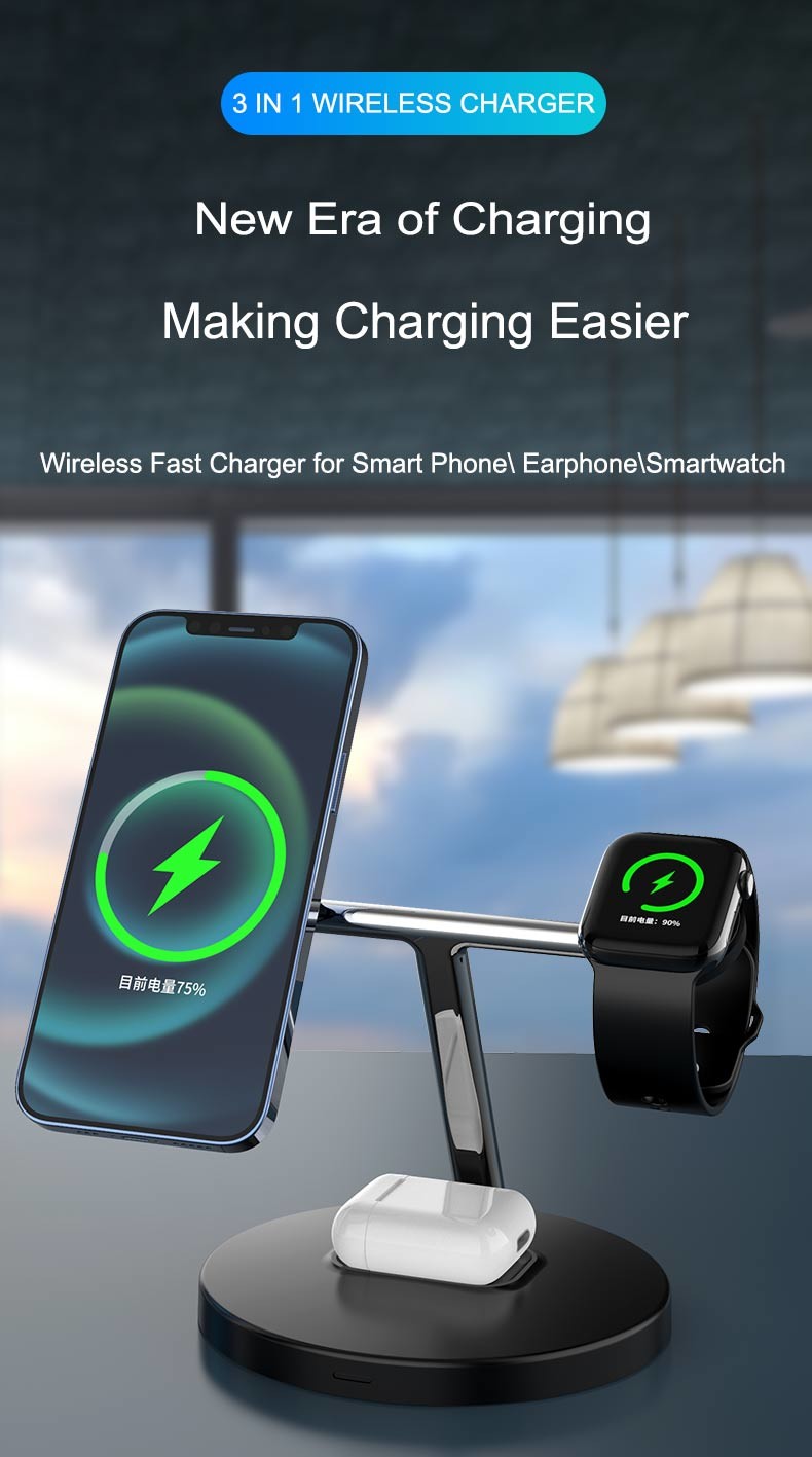 ABS Qi Multi Function Wireless Charger For Iphone 12 Mini Airpods