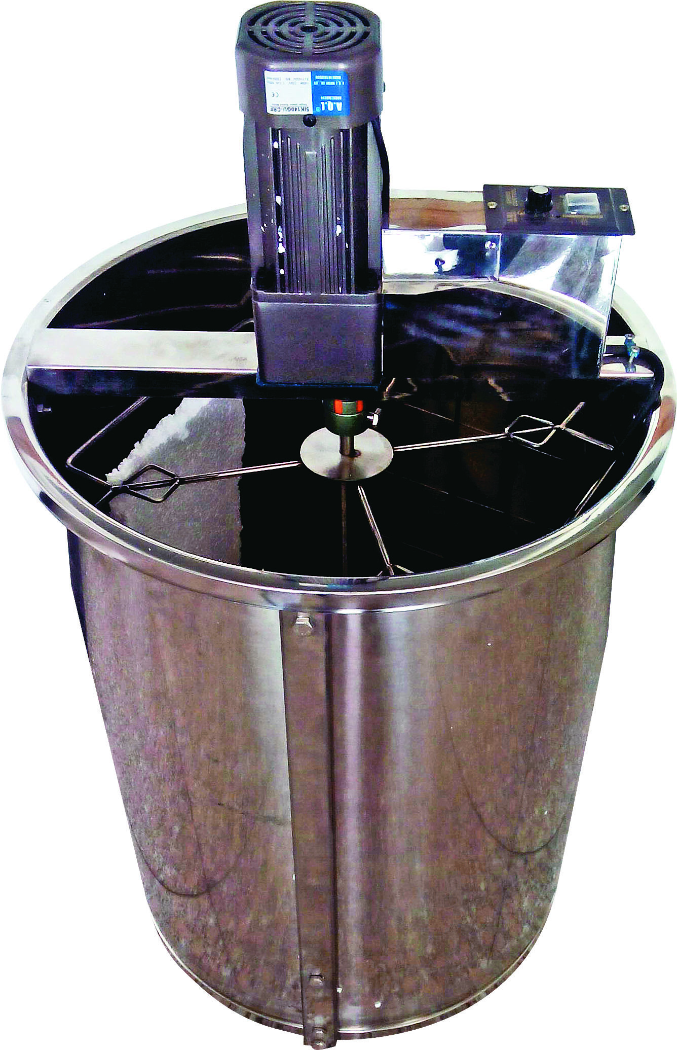 4 Frames Electric Stainless Steel Honey Extractor with Stands and Honey Gate, Plastic Lid